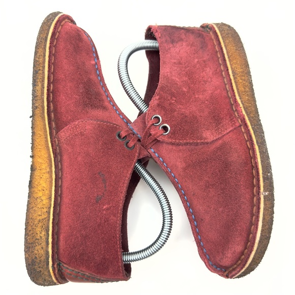 Clarks Desert Trek Women's Shoes Red Suede Crepe Sole Split Toe Moccasins Sz 6.5 - Picture 5 of 10